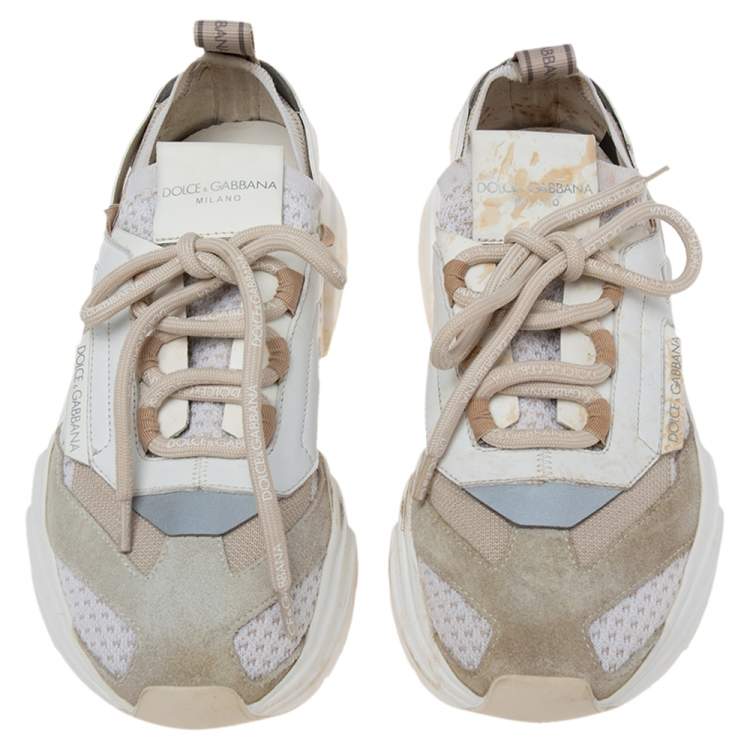 Pre Owned Dolce & Gabbana Multicolor Suede And Knit Fabric Hex Daymaster Low Top Sneakers Size 37.5