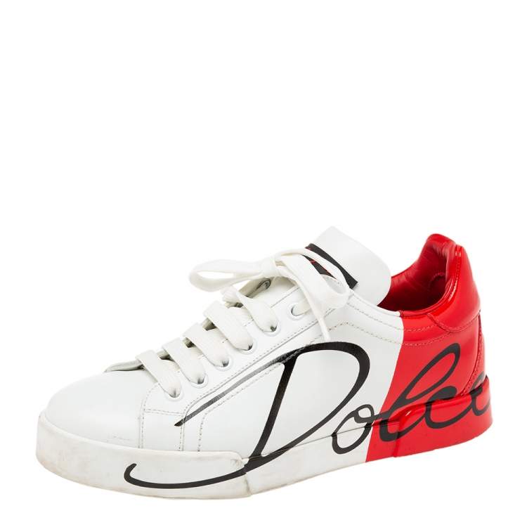 Dolce and gabbana red and store white sneakers