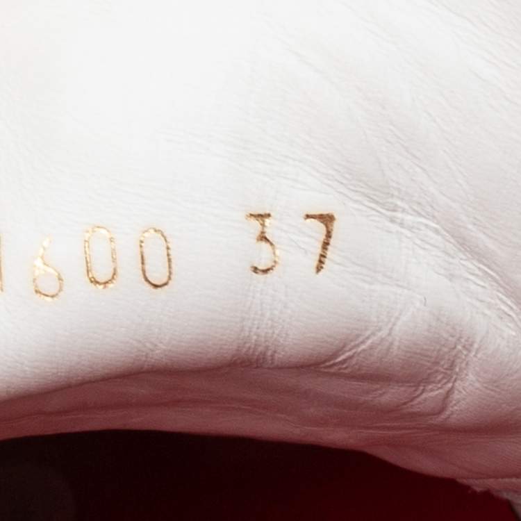 مملوكة مسبقًا Dolce & Gabbana White/Red Leather Portofino Low Top Sneakers Size 37