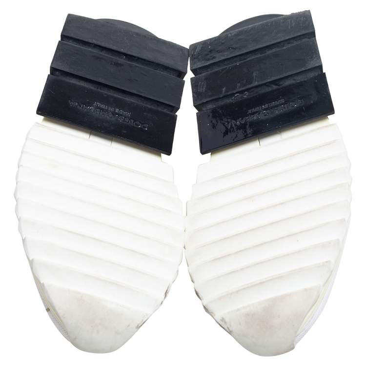 مملوكة مسبقًا Dolce and Gabbana White/Black Knit Fabric Sorrento Slip-On Sneakers Size 38