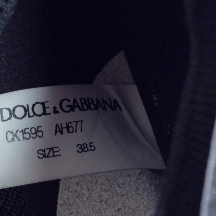 Pre Owned Dolce & Gabbana Black/White Knit Fabric Sorrento Sneakers Size 38.5