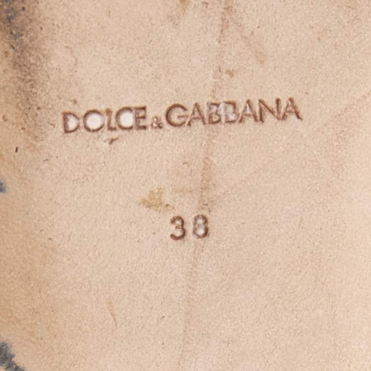 Pre Owned Dolce & Gabbana Black Suede Crystal Embellished Flat Sandals Size 38