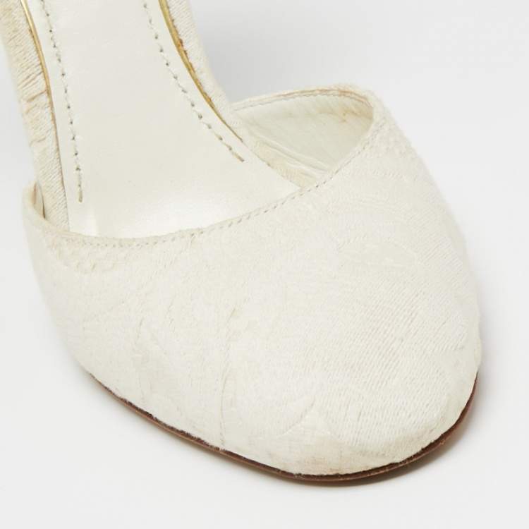 Pre Owned Dolce & Gabbana  White Canvas Mary Jane Pumps Size 38