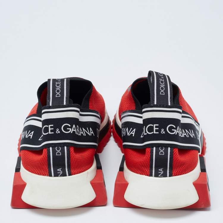 مملوكة مسبقًا Dolce & Gabbana Red Knit Fabric Sorrento Sneakers Size 39