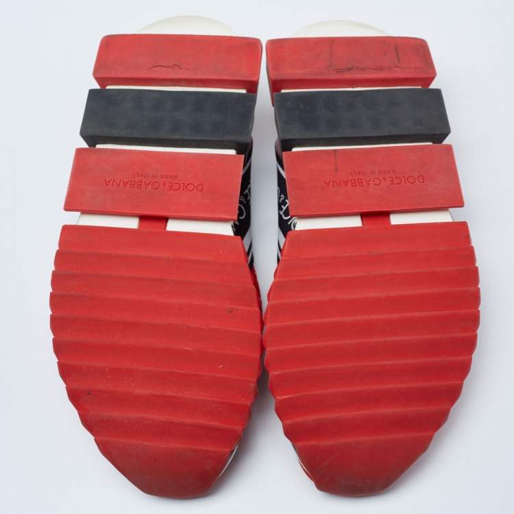 مملوكة مسبقًا Dolce & Gabbana Red Knit Fabric Sorrento Sneakers Size 39