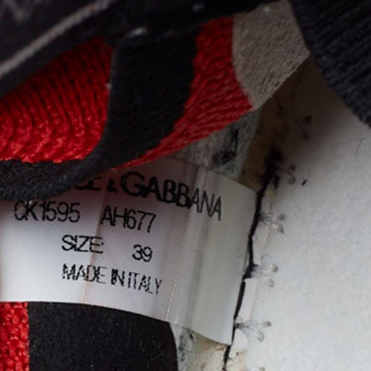 مملوكة مسبقًا Dolce & Gabbana Red Knit Fabric Sorrento Sneakers Size 39