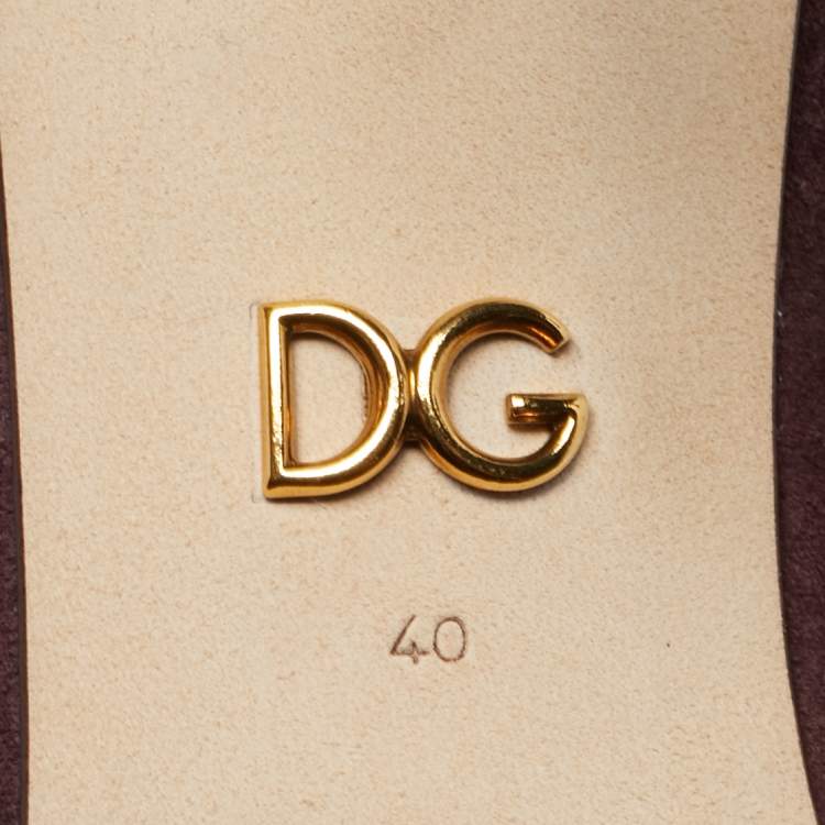Pre Owned Dolce & Gabbana Burgundy Suede DG Amore Pumps Size 40