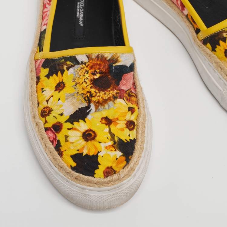 Pre Owned Dolce & Gabbana Multicolor  Canvas And Leather Slip On Sneakers Size 30.5