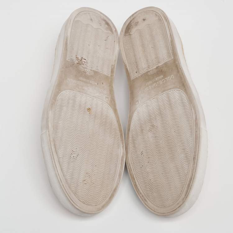Pre Owned Dolce & Gabbana Multicolor  Canvas And Leather Slip On Sneakers Size 30.5