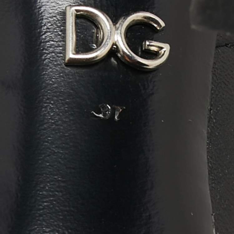 Pre Owned Dolce & Gabbana Black Leather Ankle Devotion Ankle Boots Size 37
