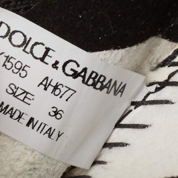 Pre Owned Dolce & Gabbana Black/White Knit Fabric Sorrento Slip-On Sneakers Size 36