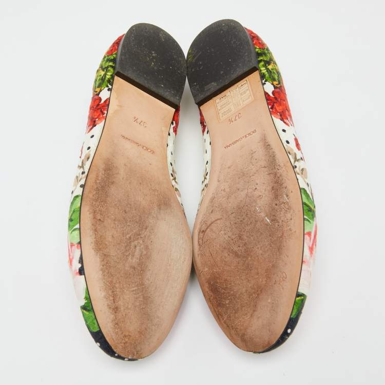 Pre Owned Dolce & Gabbana Multicolor Floral Print Brocade Fabric  Smoking Slippers Size 37.5