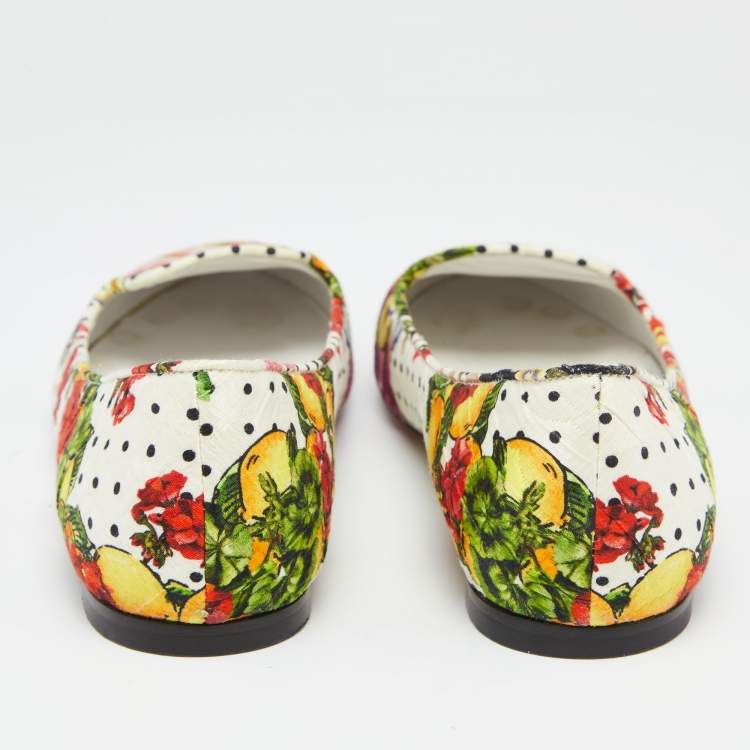 Pre Owned Dolce & Gabbana Multicolor Floral Print Brocade Fabric  Smoking Slippers Size 37.5