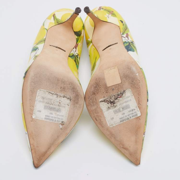 Dolce & Gabbana White Floral Print Leather Pointed Toe Pumps Size 41