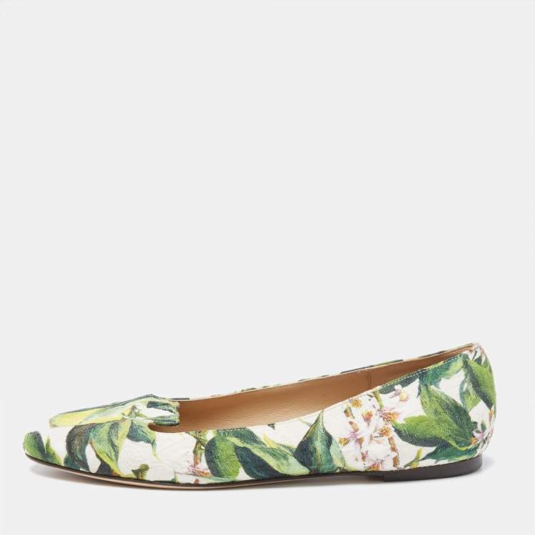Pre Owned Dolce & Gabbana Lemon Print Canvas Slip On Smoking Slipper Size 41
