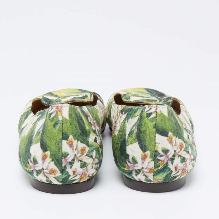 Pre Owned Dolce & Gabbana Lemon Print Canvas Slip On Smoking Slipper Size 41