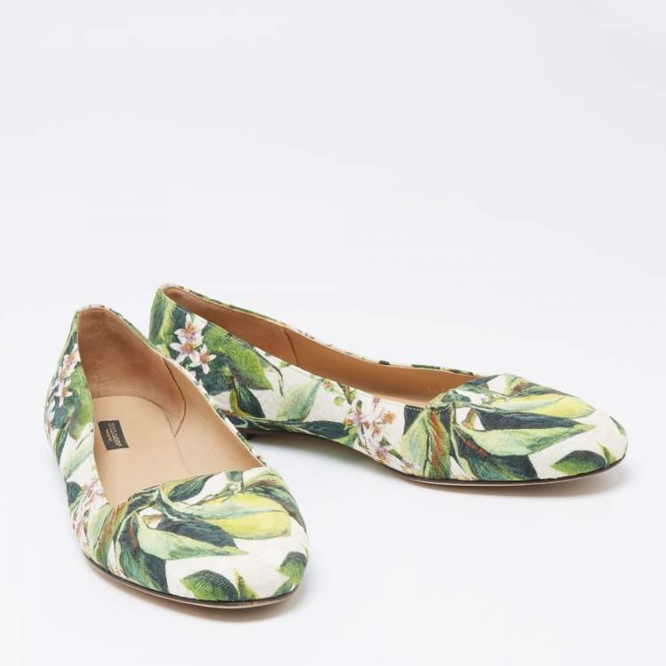 Pre Owned Dolce & Gabbana Lemon Print Canvas Slip On Smoking Slipper Size 41