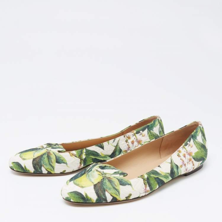 Pre Owned Dolce & Gabbana Lemon Print Canvas Slip On Smoking Slipper Size 41
