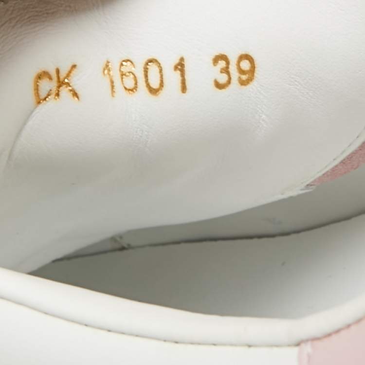 مملوكة مسبقًا Dolce & Gabbana White/Pink Leather Logo Velcro Straps Sneakers Size 39