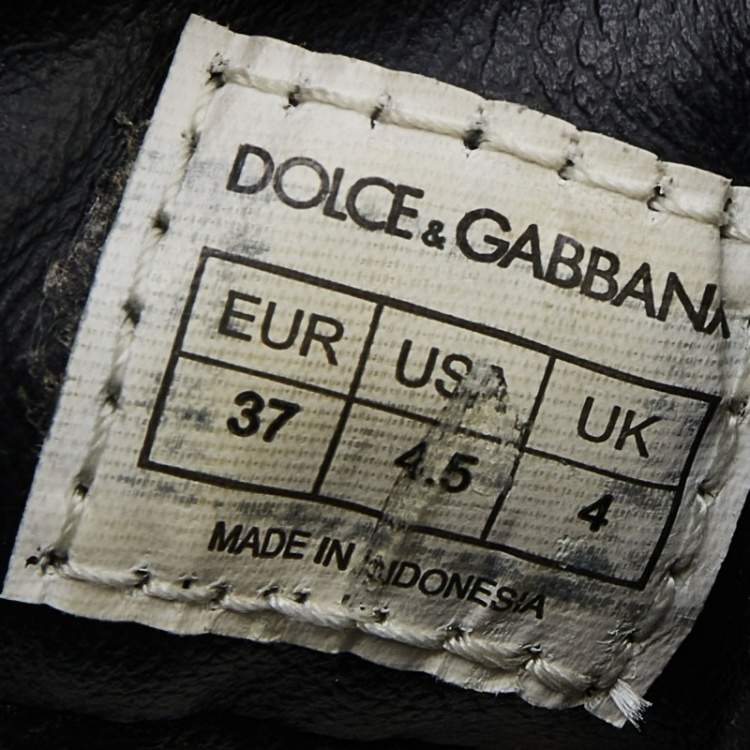 Pre Owned Dolce & Gabbana Black Leather And Sequins Cap Toe Low Top Sneakers Size 37