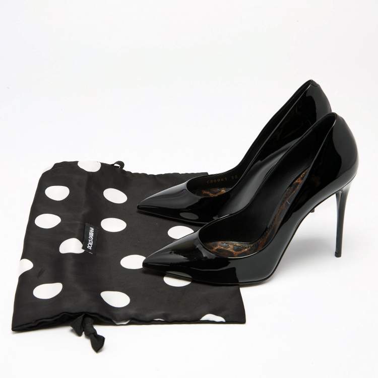 Pre Owned Dolce & Gabbana Black Patent Leather Pointed Toe Pumps Size 38