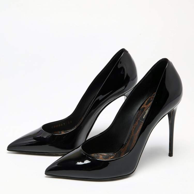 Pre Owned Dolce & Gabbana Black Patent Leather Pointed Toe Pumps Size 38