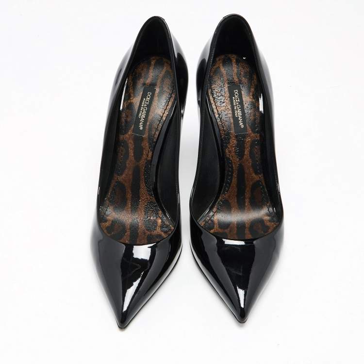 Pre Owned Dolce & Gabbana Black Patent Leather Pointed Toe Pumps Size 38
