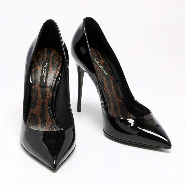 Pre Owned Dolce & Gabbana Black Patent Leather Pointed Toe Pumps Size 38