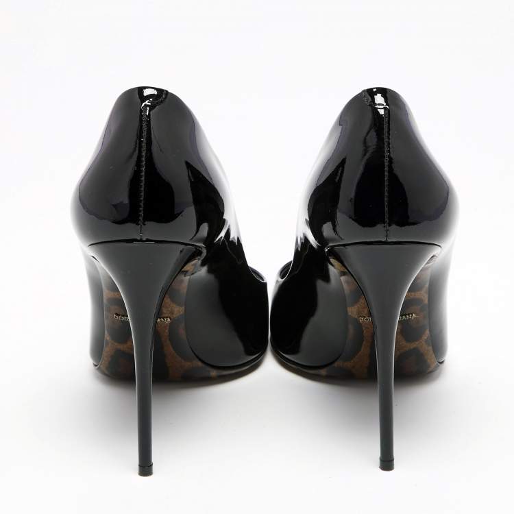 Pre Owned Dolce & Gabbana Black Patent Leather Pointed Toe Pumps Size 38