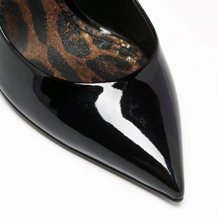 Pre Owned Dolce & Gabbana Black Patent Leather Pointed Toe Pumps Size 38