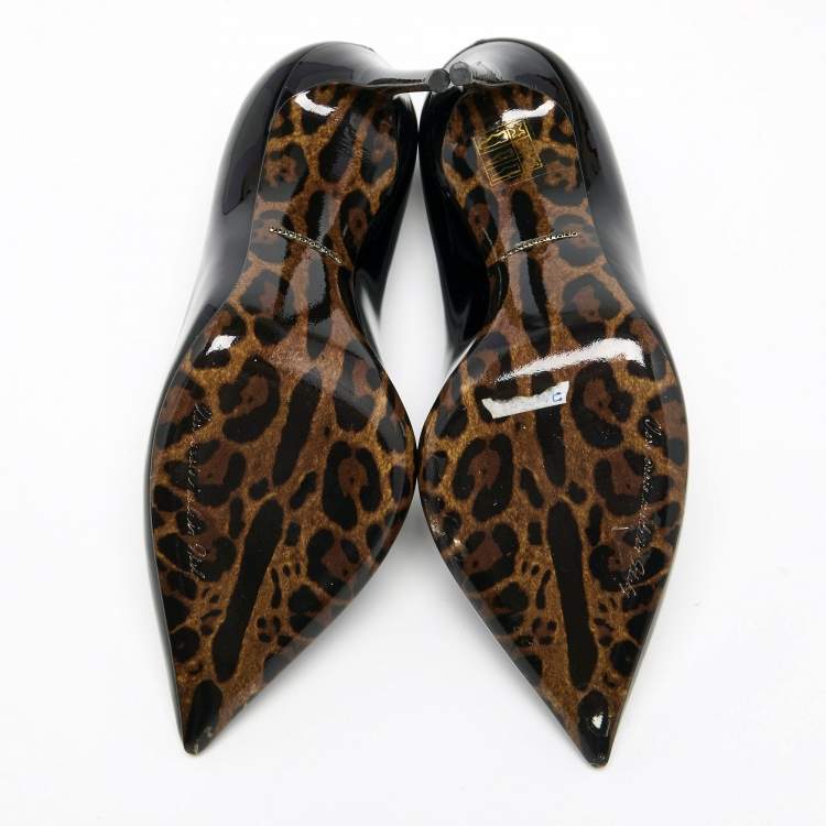 Pre Owned Dolce & Gabbana Black Patent Leather Pointed Toe Pumps Size 38