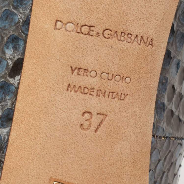 Pre Owned Dolce & Gabbana Blue/Black Python Leather Peep-Toe Pumps Size 37