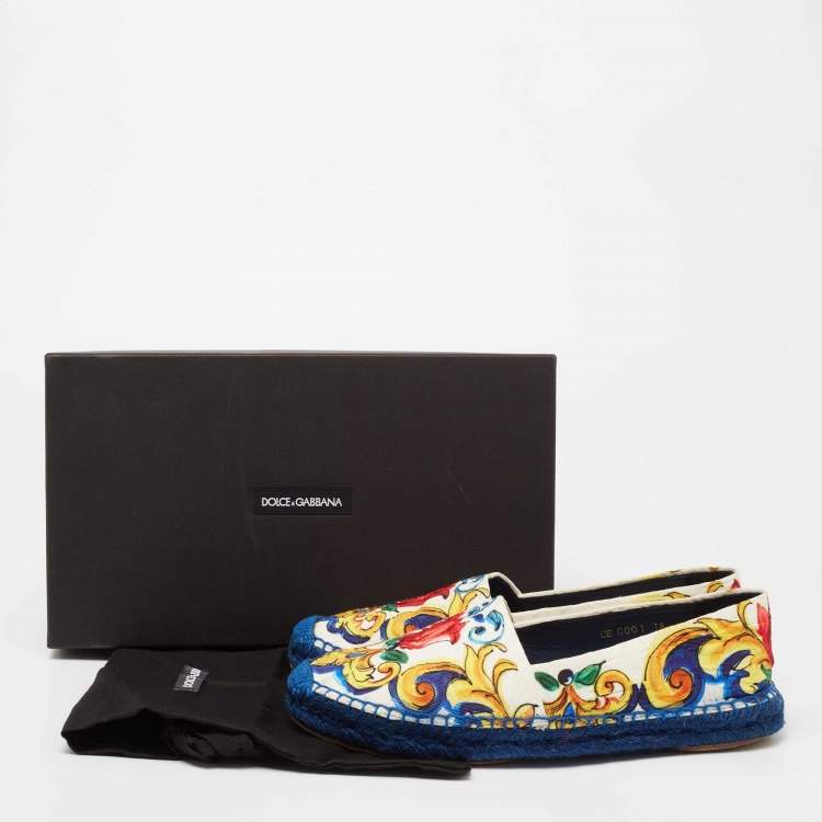 Pre Owned Dolce & Gabbana Multicolor Majolica Print Canvas Slip On Espadrilles Size 38