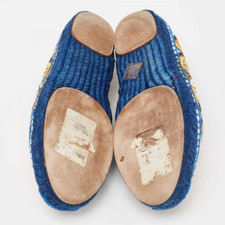 Pre Owned Dolce & Gabbana Multicolor Majolica Print Canvas Slip On Espadrilles Size 38