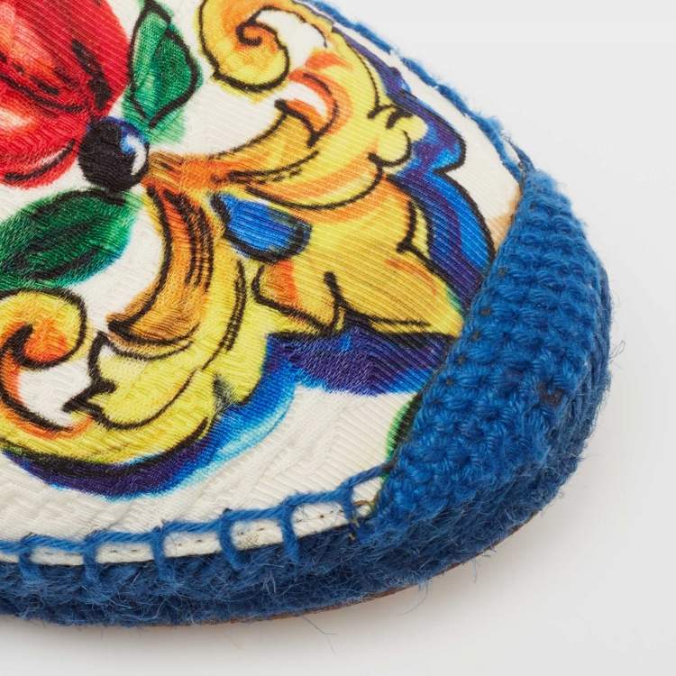 Pre Owned Dolce & Gabbana Multicolor Majolica Print Canvas Slip On Espadrilles Size 38