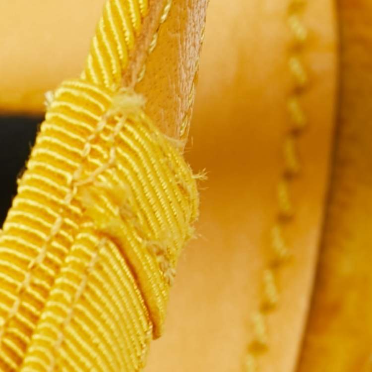 Pre Owned Dolce & Gabbana Yellow Sunflower Velvet Pottery Platform Sandals Size 36