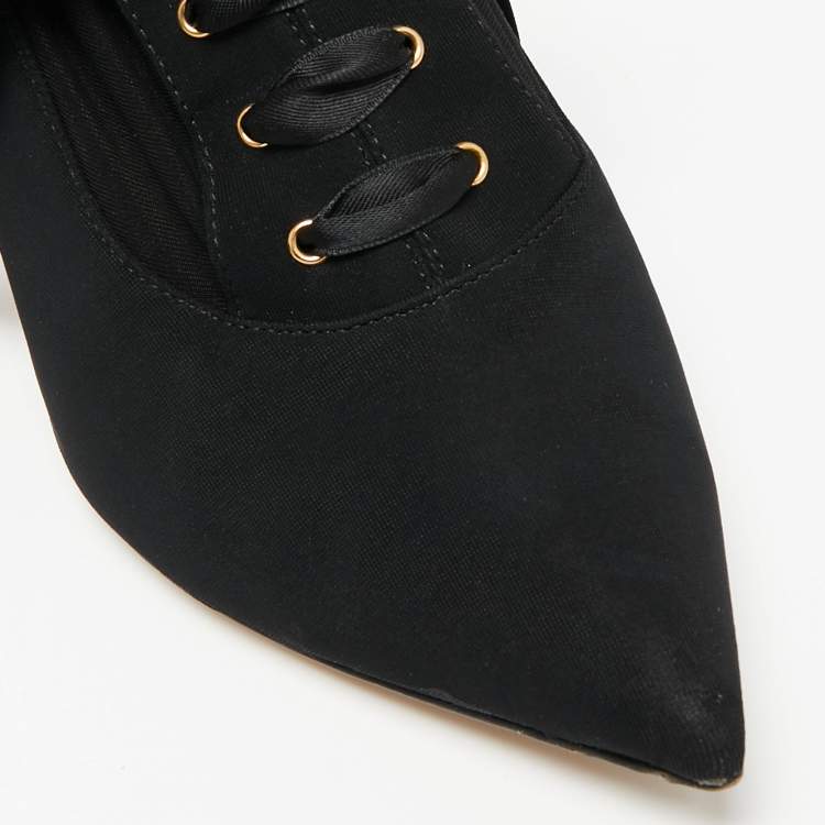 مملوكة مسبقًا Dolce & Gabbana Black Stretch Fabric Mild Calf Boots Size 37.5