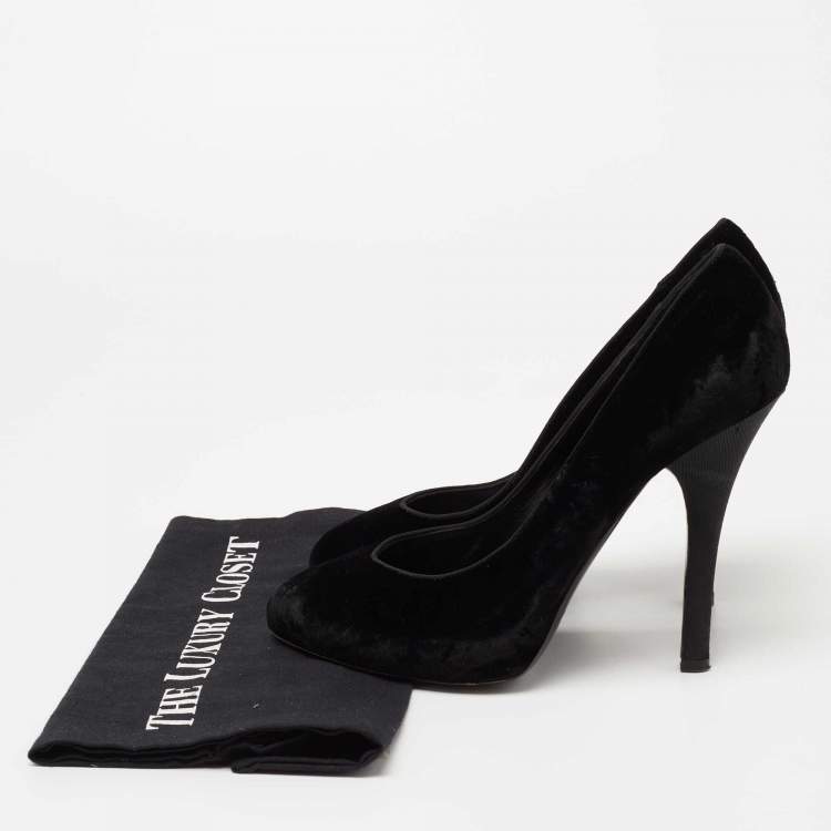 Pre Owned Dolce & Gabbana Black Velvet Pumps Size 39.5