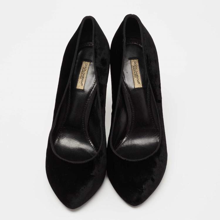 Pre Owned Dolce & Gabbana Black Velvet Pumps Size 39.5