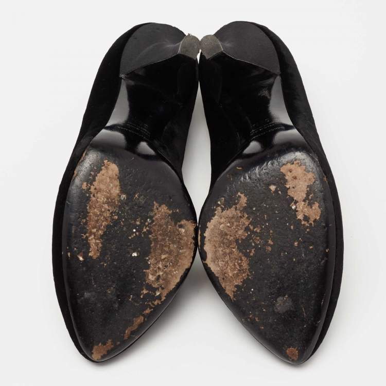 Pre Owned Dolce & Gabbana Black Velvet Pumps Size 39.5