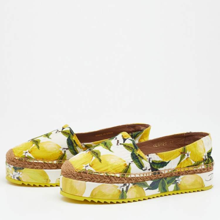 Dolce & Gabbana Multicolor Lemon Print Fabric Platform Espadrilles Size 37  Dolce & Gabbana | TLC