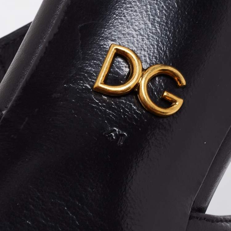Pre Owned Dolce & Gabbana Black Leather DG Amore Slingback Pumps Size 41