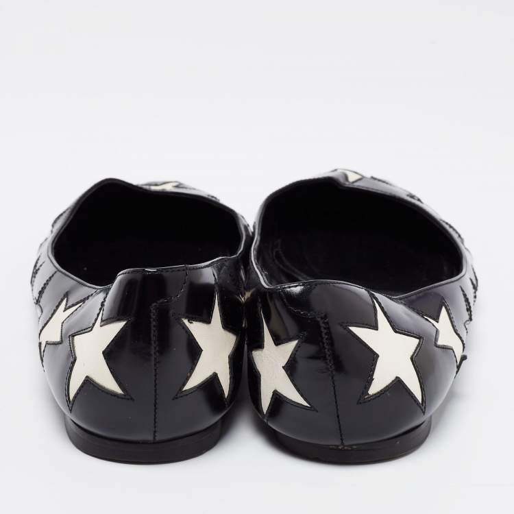 Pre Owned Dolce & Gabbana Black/White Leather Star Ballet Flats Size 39