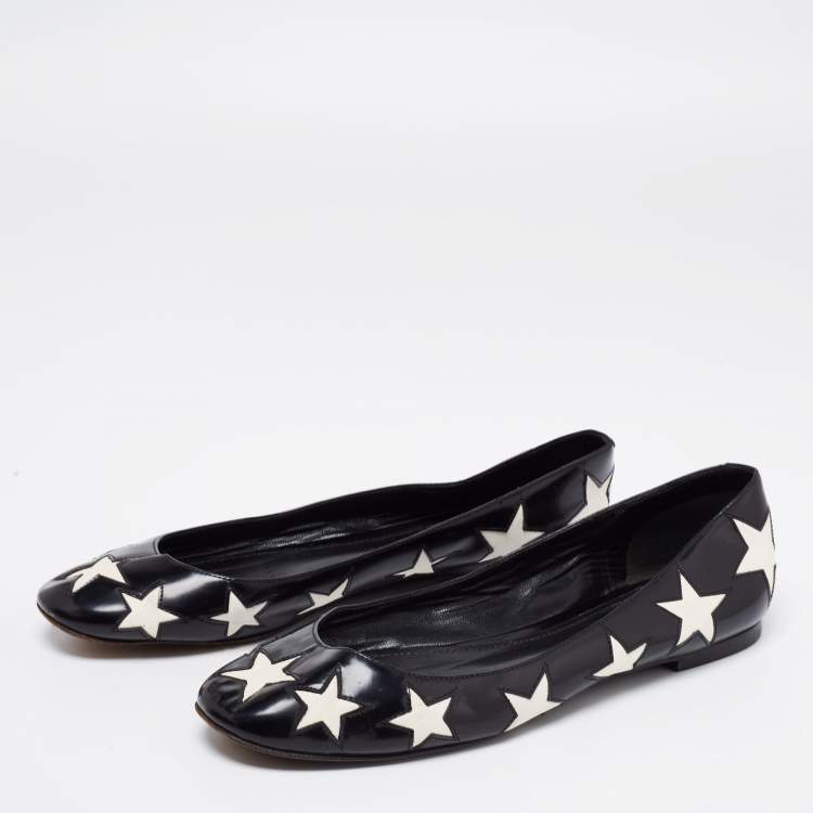 Dolce & Gabbana Black/White Leather Star Ballet Flats Size 39