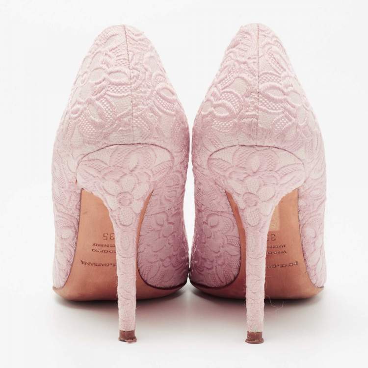 Pre Owned Dolce & Gabbana Pink Brocade Fabric Pointed Toe Pumps Size 35