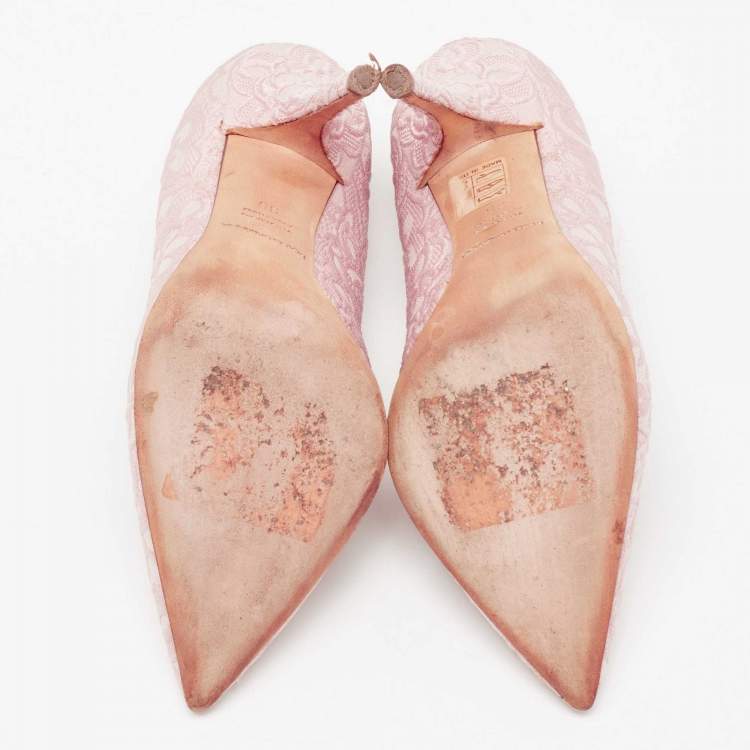 Pre Owned Dolce & Gabbana Pink Brocade Fabric Pointed Toe Pumps Size 35