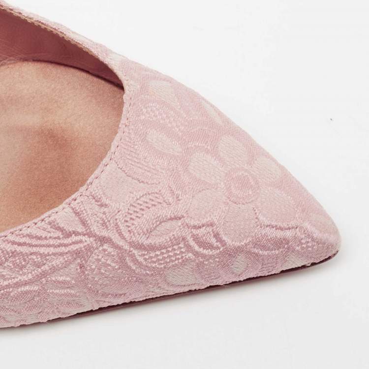 Pre Owned Dolce & Gabbana Pink Brocade Fabric Pointed Toe Pumps Size 35