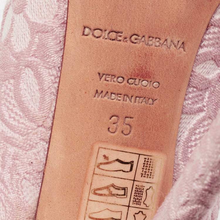 Pre Owned Dolce & Gabbana Pink Brocade Fabric Pointed Toe Pumps Size 35