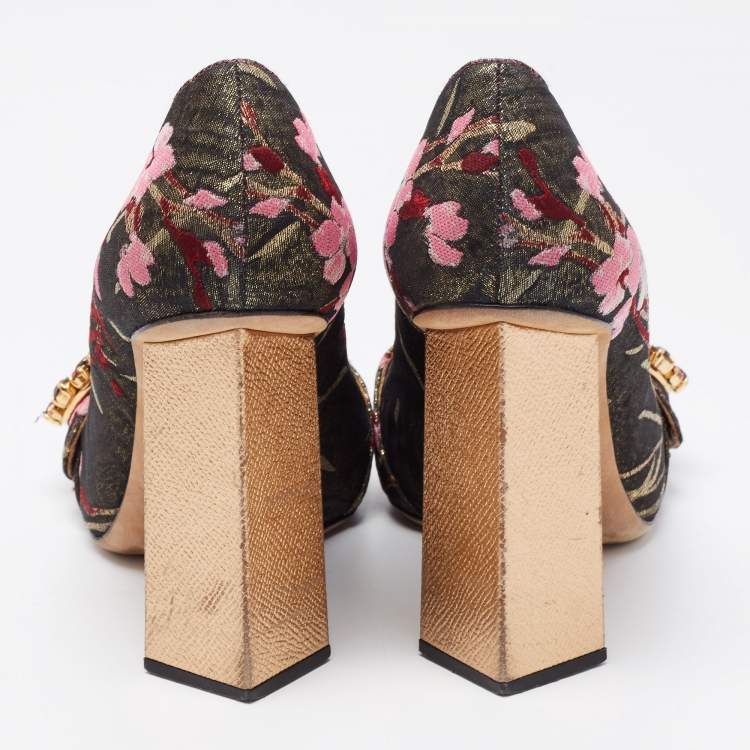 Pre Owned Dolce & Gabbana Multicolor Canvas Jackie Pumps Size 39.5