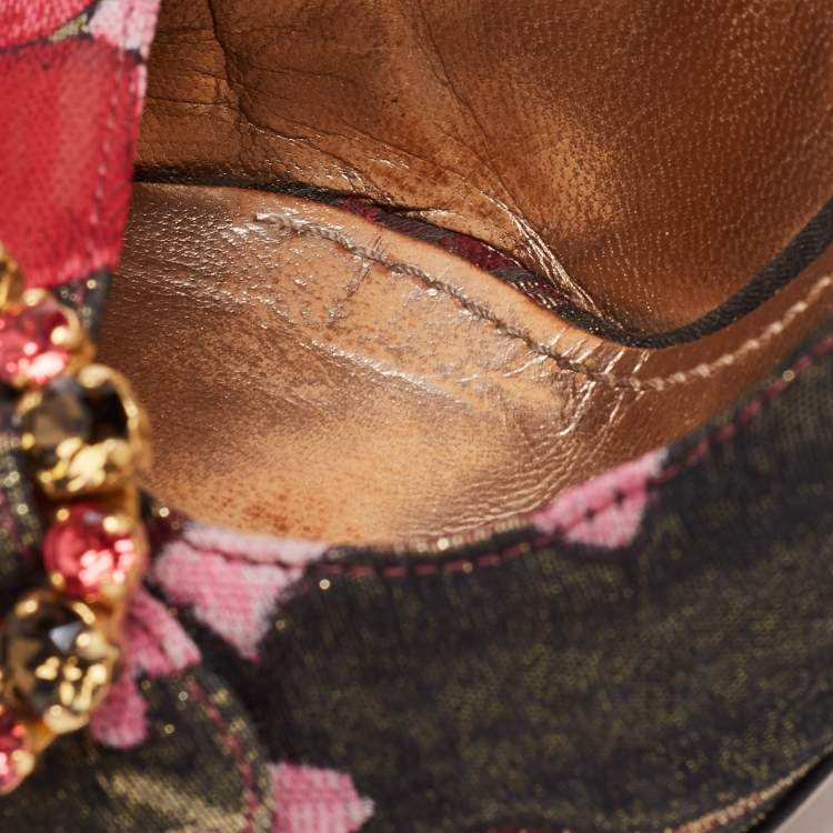 Pre Owned Dolce & Gabbana Multicolor Canvas Jackie Pumps Size 39.5